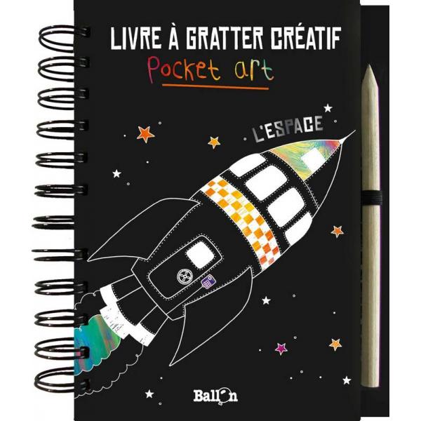 Livre à gratter créatif Pocket art l'espace