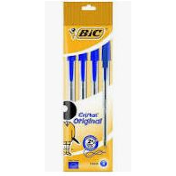 Pochette stylo bic cristal bleu 4pcs