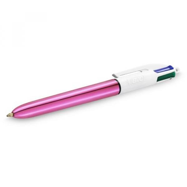 Stylo bille Bic Shine 4 couleurs Argent