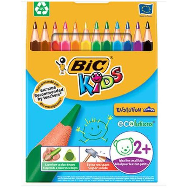 Crayon couleur triangulaire Maxi Evolution Bic 12 couleurs