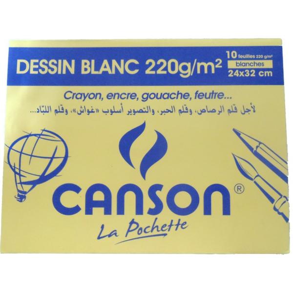 Pochette Canson 24*32 220g blanc