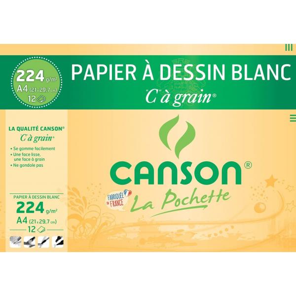 Pochette Canson 21*29.7 224g blanc