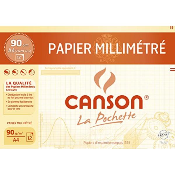 Papier millimétré canson 12F 90g A4