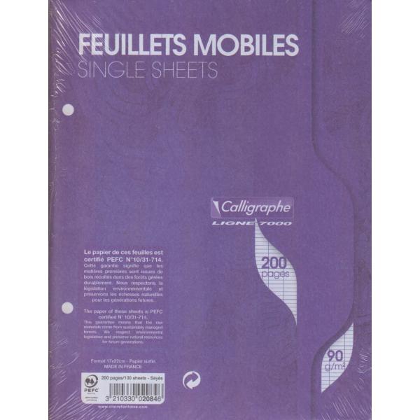 Feuilles mobiles séyès Calligraphe A5 80G 200P Blanc