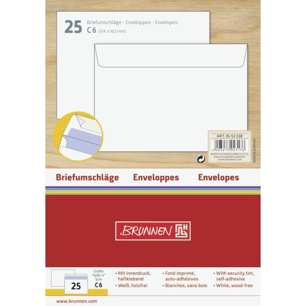 25 Enveloppes C6 blanc auto-adhésif