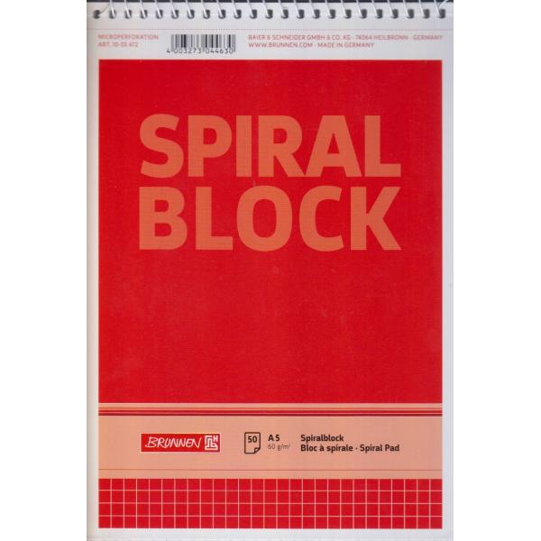 Bloc note spirale A5 100p 60g 5*5 10-55 472