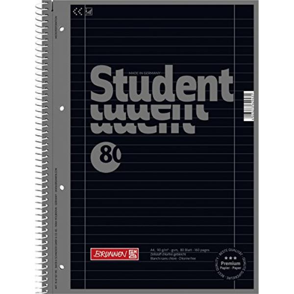 Cahier 160P A4 70G SP Noir Brunnen