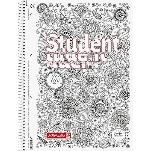 Cahier 160P A4 70G SP ligné Floral Zenart Brunnen