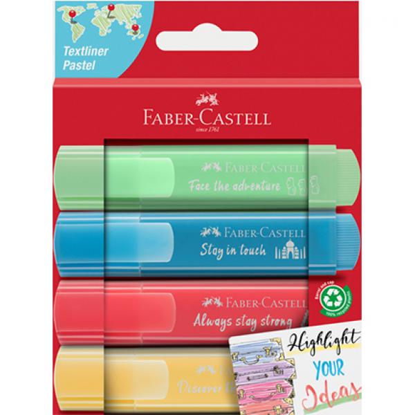 Textliner Pastel carton de 4 faber castell 254625