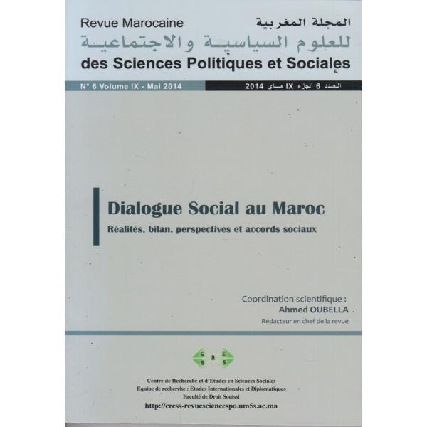 Revue marocaine des sciences politiques et sociales n°6 T9 Dialogue social au Maroc