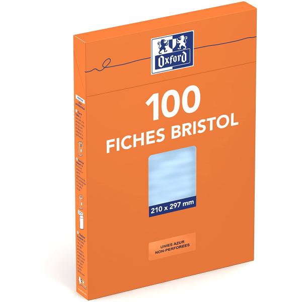 Fiches Bristol P100 A4 pc Bleu-ciel Réf B0018054