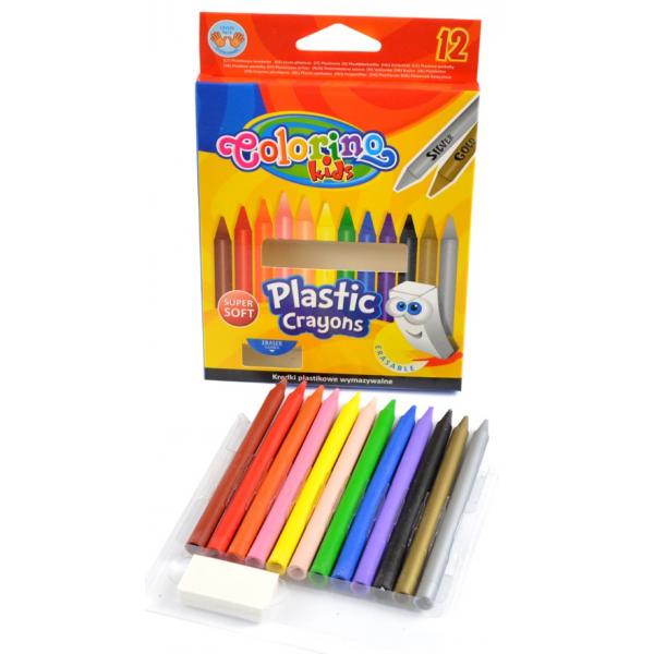 Crayon couleur en plastique colorino + gomme 91992PTR