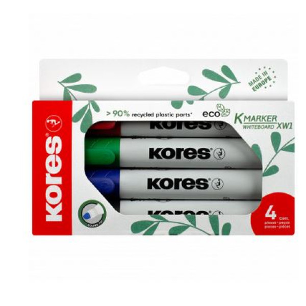 Pochette marqueur tableau blanc Kores 4 Pcs