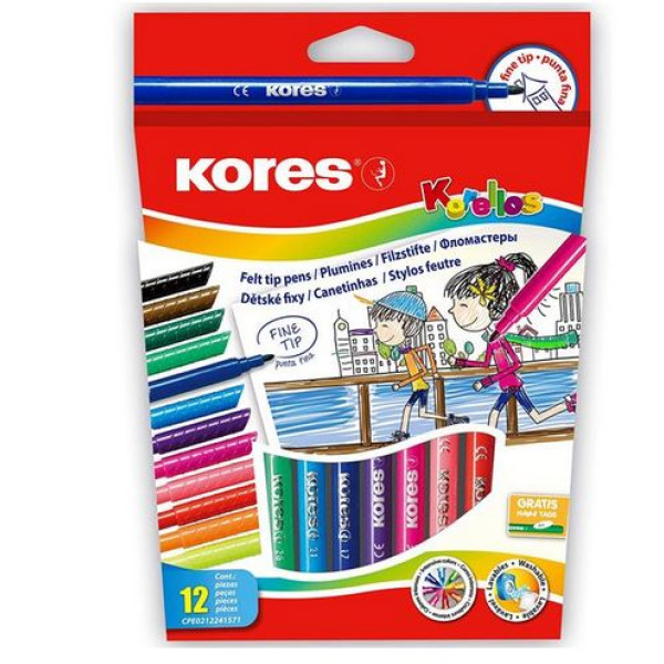 Feutre de coloriage Kores étui carton de 12