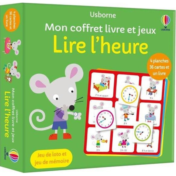 Lire l'heure -Mon coffret livre et jeux 