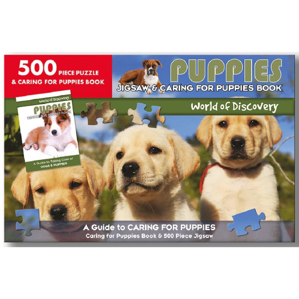 World of Discover Puppies -500 piece puzzle and caring for puppies 