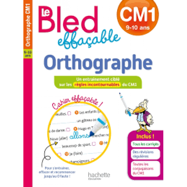 Bled effaçable orthographe CM1 2018