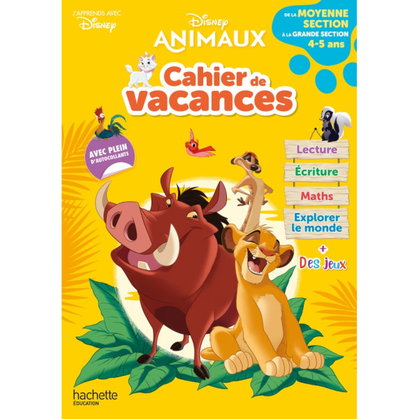        Cahier de vacances de la Grande section au CP - Disney animaux