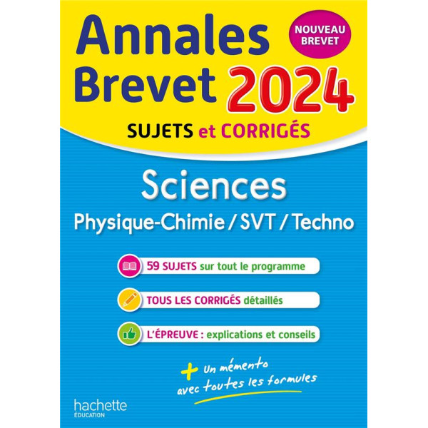 Annales brevet 2024 Sciences sujets et corrigés