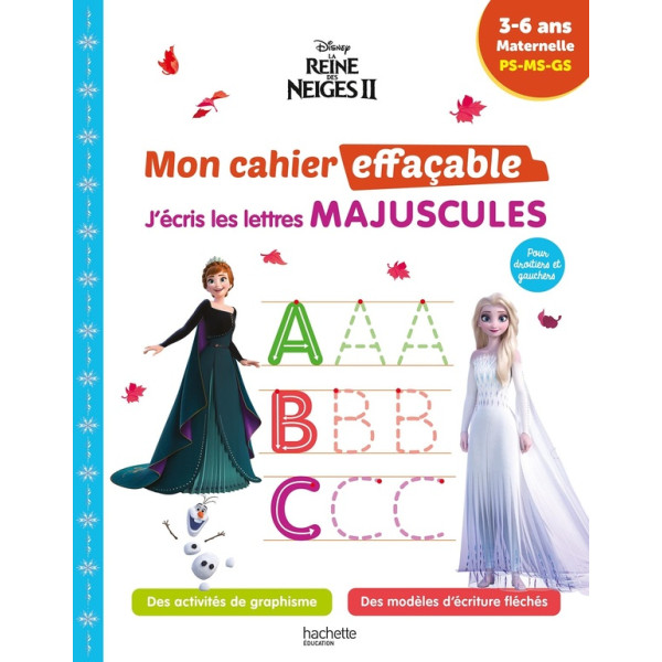 La Reine des neiges 2 J'écris les lettres majuscules Maternelle PS-MS-GS