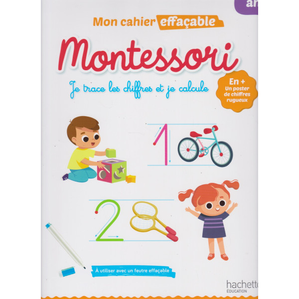 Mon cahier effaçable Montessori -Je trace les chiffres et je calcule