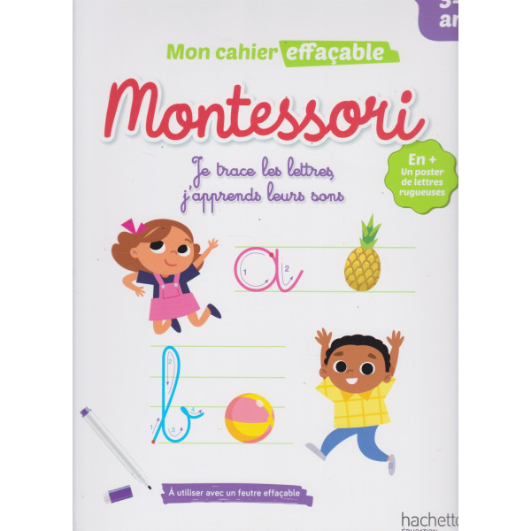 Mon cahier effaçable -Montessori je trace les lettres