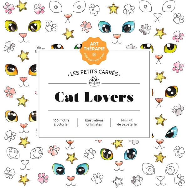 Coloriage Cat Lovers -Petits carrés d'Art-Thérapie 