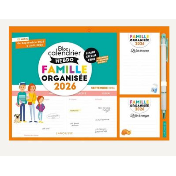 Bloc calendrier hebdo de la famille organisée ed2026