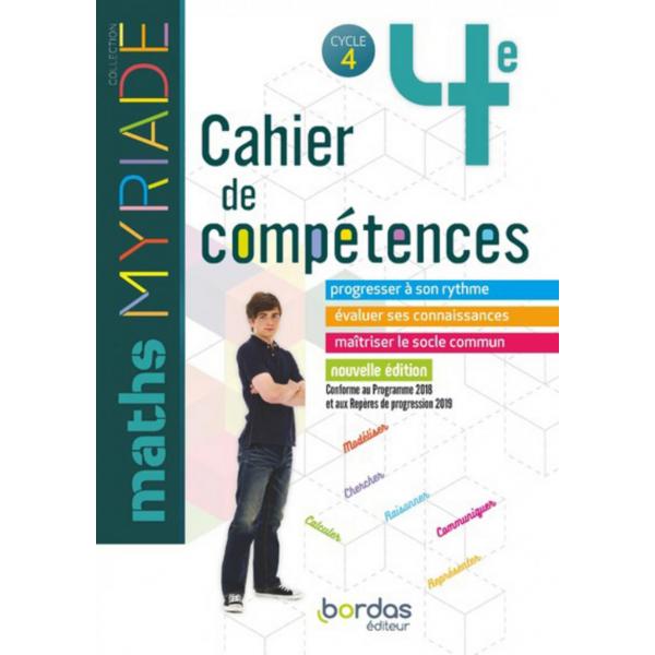 Myriade Maths 4e cahier de Compétences 2019