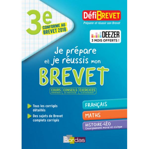 Défibrevet 3e je prépare et je réussis mon brevet prog 2018