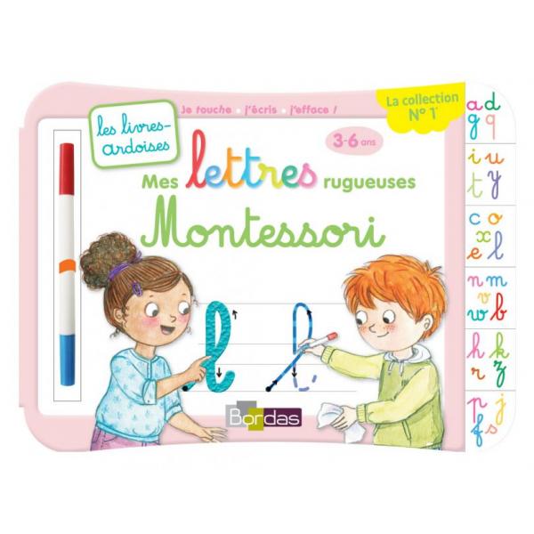 Les livres ardoises 3-6ans -Mes lettres rugueuses Montessori +1 feutre effacable 
