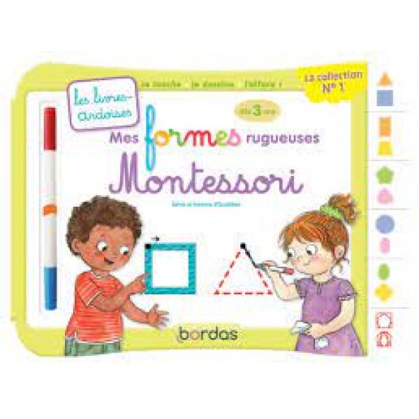 Les livres ardoises Des 3ans -Mes formes rugueuses Montessori + 1 feutre effacable 