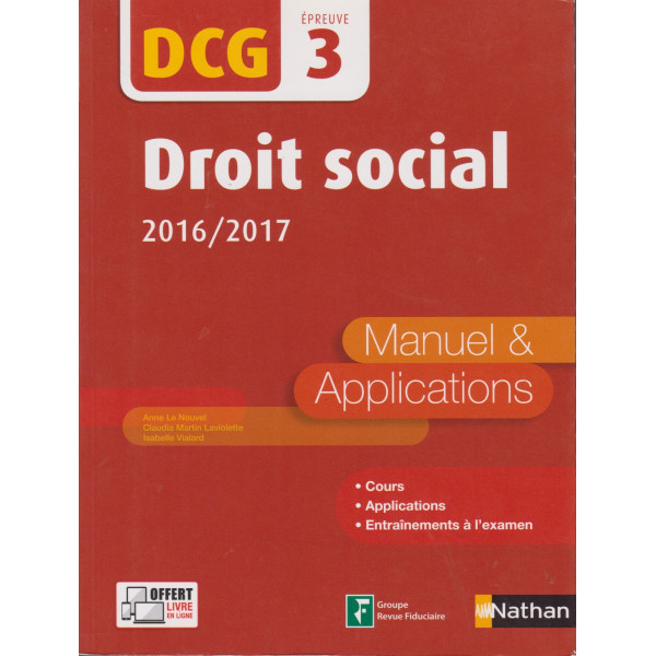 DCG 3 droit social 2016/2017 manuel et applications