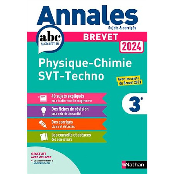 Annales ABC brevet PC SVT Techno 3e 2024	