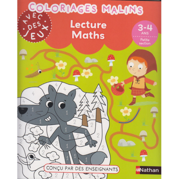 Coloriages malins lecture maths - 3-4 ans