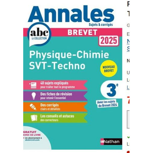 Physique-Chimie - Sciences de la vie et de la Terre - Technologie 3e 