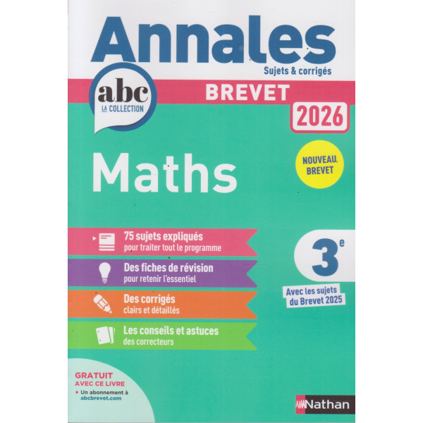 Annales ABC Brevet Maths 3e 2026 