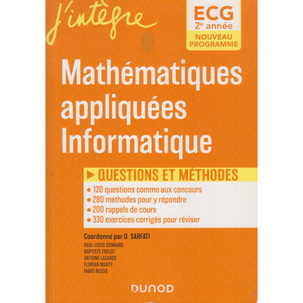 Mathématiques appliquées, informatique ECG 2e année - Questions et méthodes