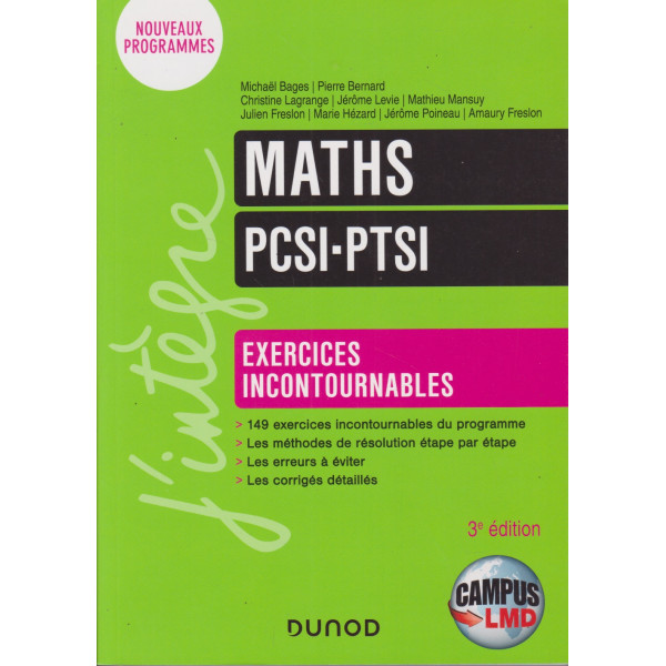 MATHS EXERCICES INCONTOURNABLES PCSI-PTSI (campus)