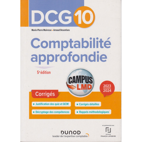 DCG 10 - COMPTABILITE APPROFONDIE - CORRIGES 2023-2024