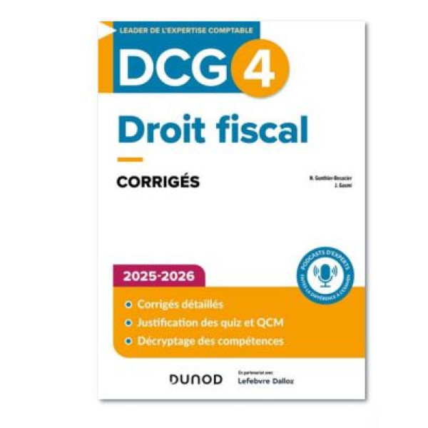 DCG 4 droit fiscal : corrigés 2025-2026