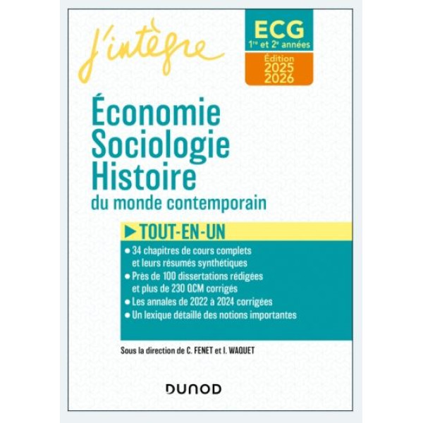 Economie, sociologie, histoire du monde contemporain ECG 1re et 2e années 2025-2026