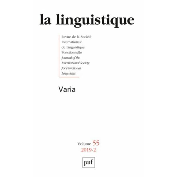 La linguistique N°46 Varia