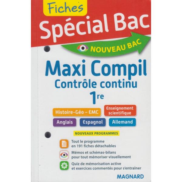 Spécial Bac Maxi compil Hist-géo-E.Scientif-Ang-Esp-Allem 1re Fiches