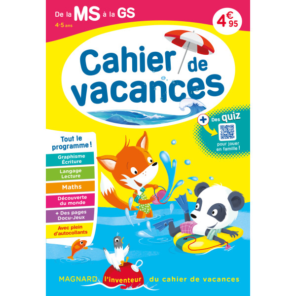 Cahier de vacances de la MS à la GS ed 2023