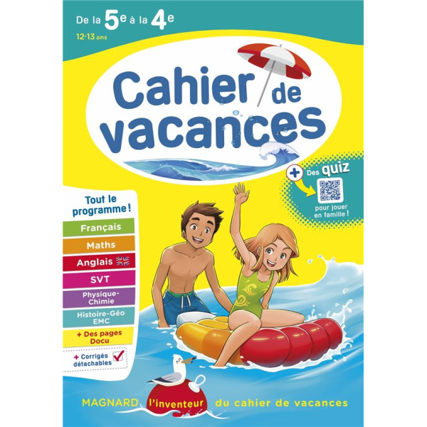 Cahier de vacances de la 5e à la 4e ed 2023