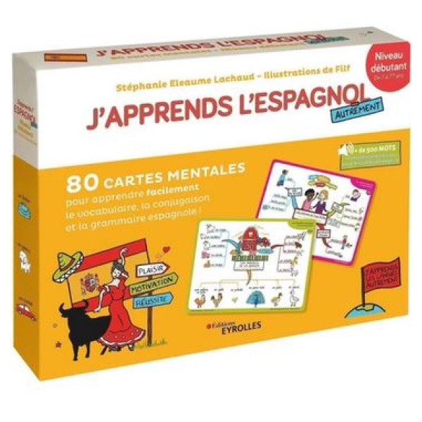 J'apprends l'Espagnol autrement niveau débutant - 80 cartes mentales pour apprendre facile