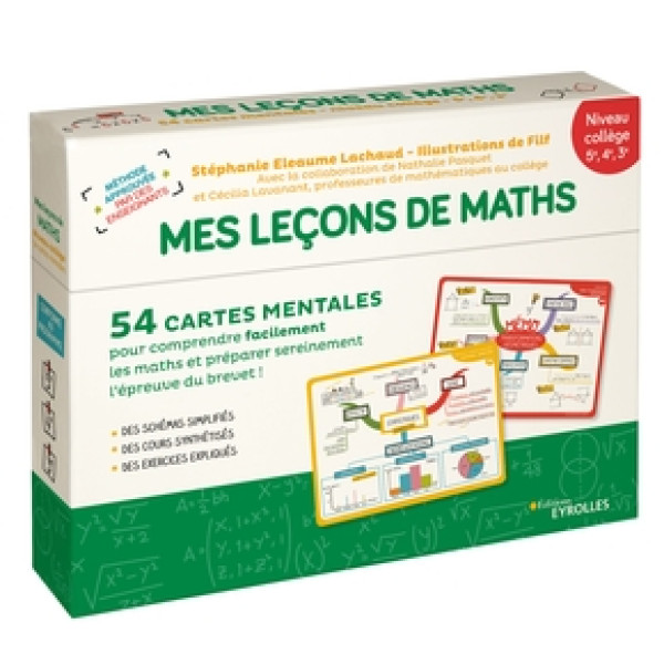 Coffret Mes leçons de maths Niveau collège 5e 4e 3e 54 cartes mentales
