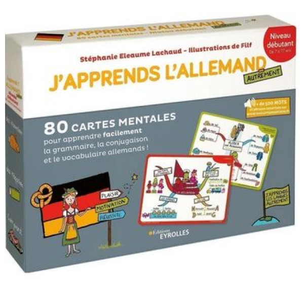 J'apprends l'allemand autrement niveau débutant 80 cartes mentales pour apprendre facilement la grammaire la conjugaison et le vocabulaire allemand