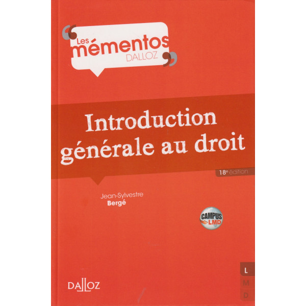 Les mémentos Dalloz -Introduction générale au droit 18ED -Campus  